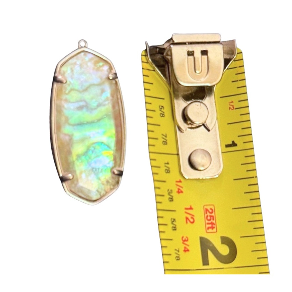 Kendra Scott Faceted Elle Silver Drop Earrings | Iridescent Abalone | Retired - Picture 5 of 6